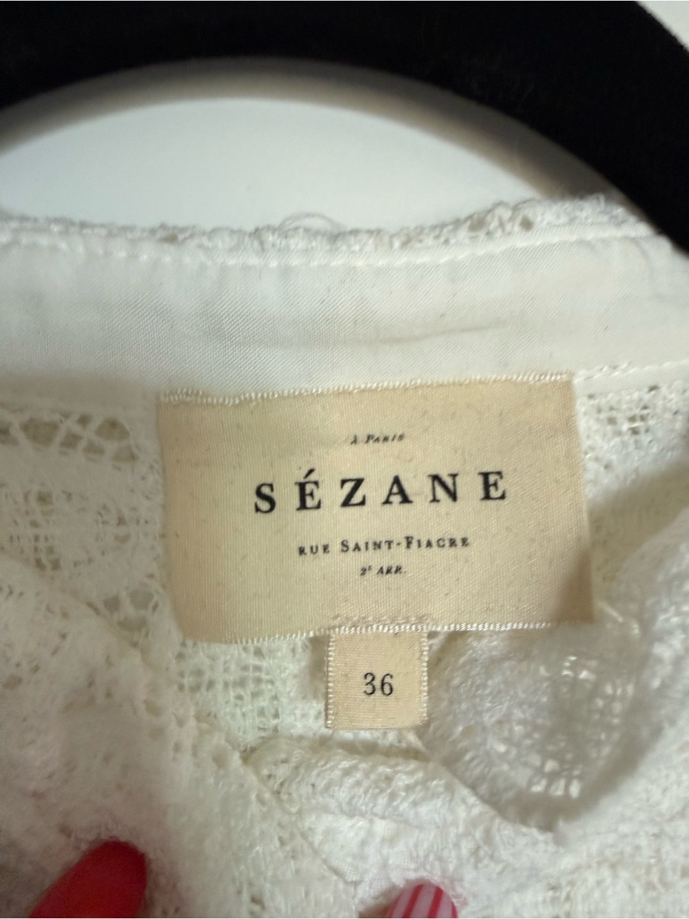 Sezane Shirt White Eyelet Ruffle Blouse - Picture 6 of 8